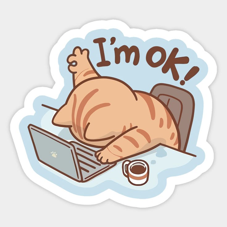 Funny Overworked Cat Decal - Tired Student & Office Worker Humor Sticker