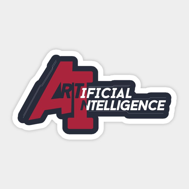 Artificial Intelligence Tech Decal - Red & White "AI" Programmer Sticker