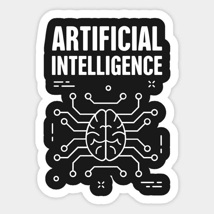 AI Circuit Brain Laptop Decal - Machine Learning Schematic Sticker