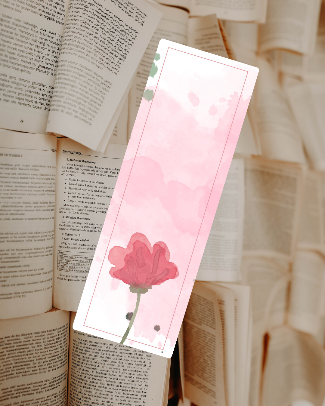 Pink Floral- Bookmark