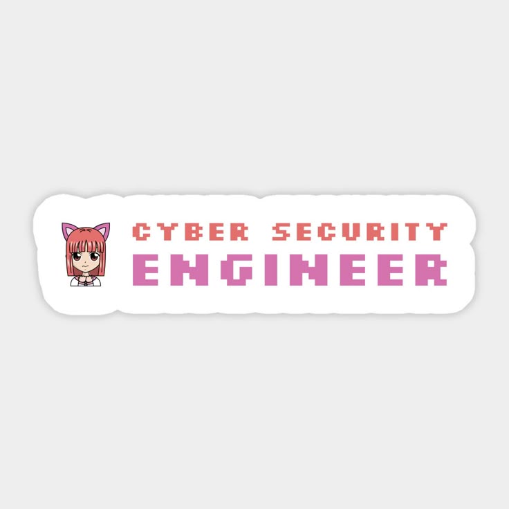 Cute Female Cyber Security Engineer Laptop Decal - Pink Pixel Art Tech Sticker