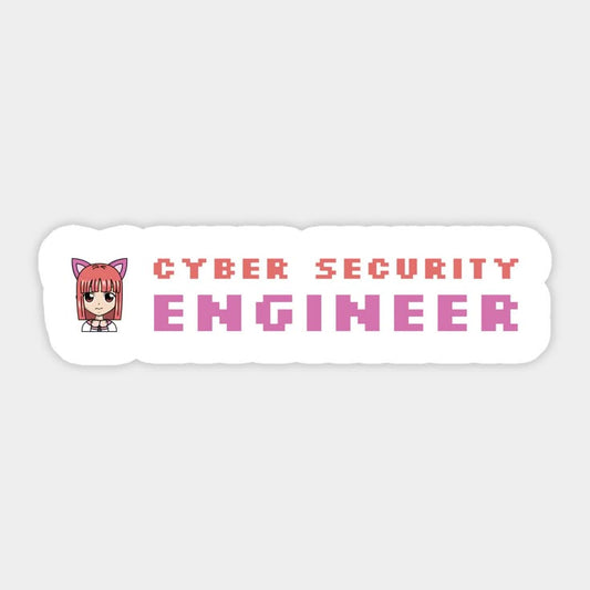 Cute Female Cyber Security Engineer Laptop Decal - Pink Pixel Art Tech Sticker