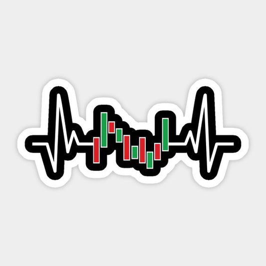Day Trader Heartbeat Decal - Candlestick Chart Pulse Sticker - Stock Market Life Vinyl Decal