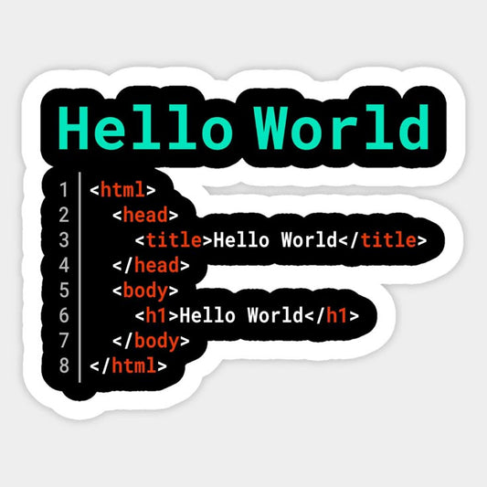Web Developer HTML Syntax Decal - Coding "Hello World" Script Sticker
