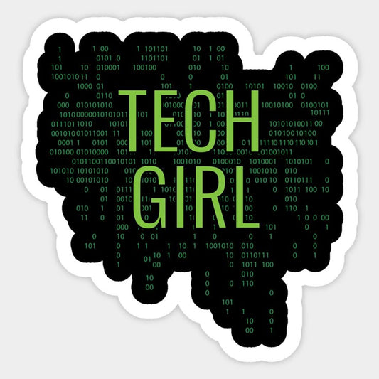 Women in Tech Coding Sticker - Female Programmer Binary Matrix Decal
